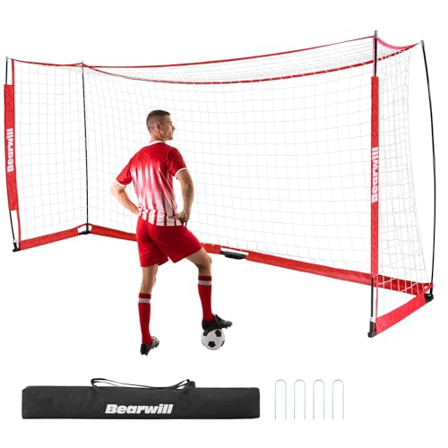Bearwill Soccer Goal, 12X6FT Portable Soccer Goals for Backyard, Easy Setup Soccer Net with Upgraded Collapsible Metal Base, Large Soccer Goal Net for Practice with Carry Bag