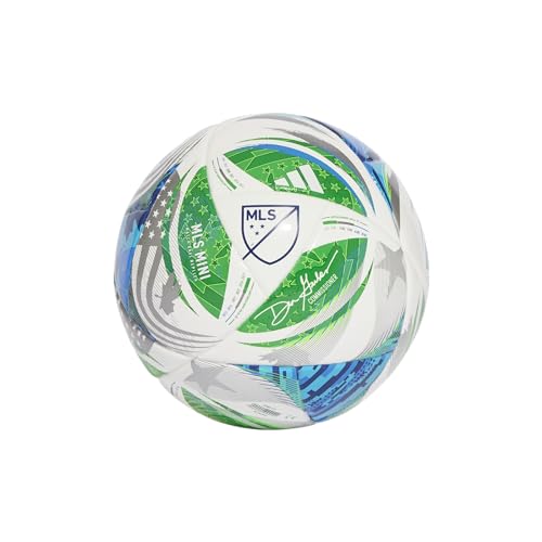 adidas Unisex-Adult MLS Mini Soccer Ball,White/Green/Glory Blue/Solar Blue,1