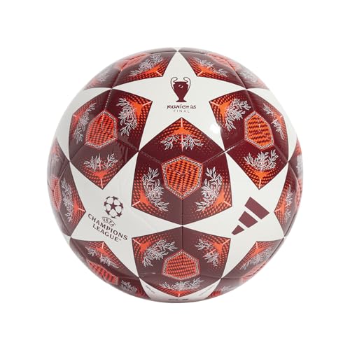 adidas Unisex-Adult UCL Club Soccer Ball,White/Solar Red/Collegiate Burgundy,5