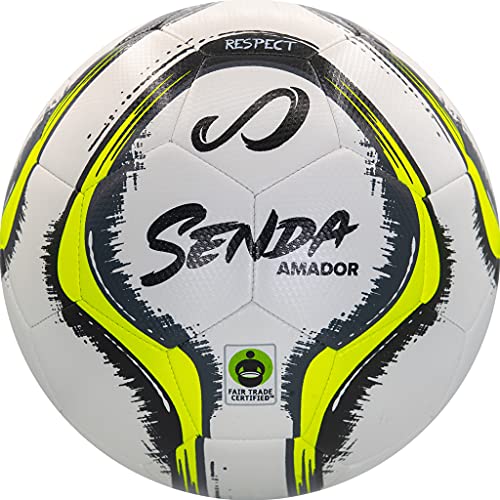 SENDA Amador Training Soccer Ball, Fair Trade Certified, White/Yellow, Size 3 (Ages 7 & Under)