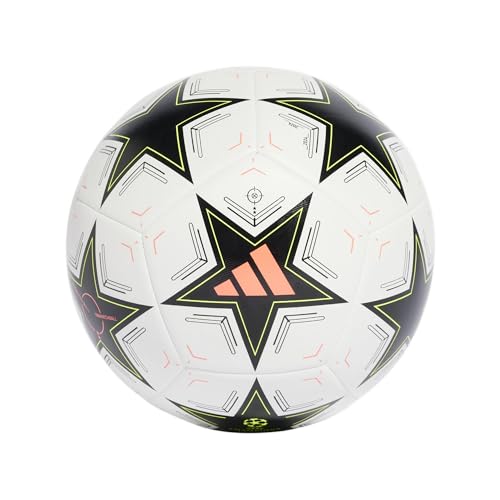 adidas Unisex-Adult UCL Training Soccer Ball, White/Black/Platin Metallic/Team Solar Yellow, 5