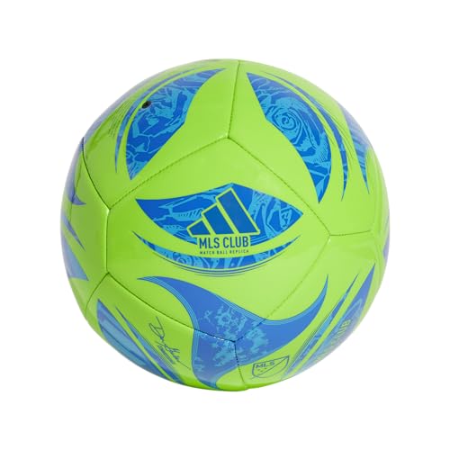 adidas MLS Club Soccer Ball, Green/Glory Blue/Solar Blue, 5