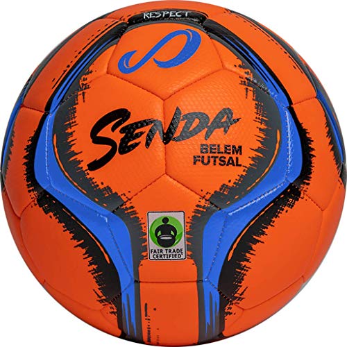 SENDA Belem Training Futsal Ball, Fair Trade Certified, Orange/Blue/Grey/Black, Size 4 (Ages 13 & Up)