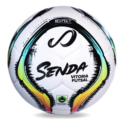 SENDA Vitoria Premium Match Futsal Ball, Fair Trade Certified, Red/Light Blue, Size 4 (Ages 13 & Up)