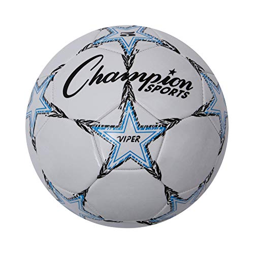 Champion Sports Viper Soccer Ball, Size 5 – Soft Touch TPU Cover, Airlock Bladder – Ages 12 & Up – Blue/Black/White