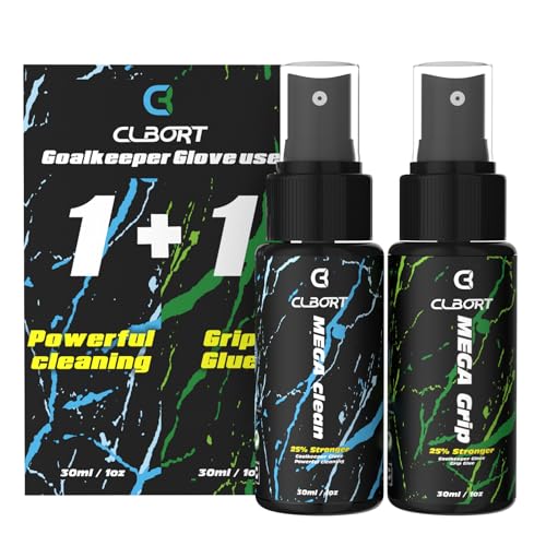 Clbort Goalkeeper Glove Spray Bundle, Contains MSDS Certified 30ml Goalkeeper Grip Spray + 30ml Goalkeeper Glove Wash & Prepare Spray