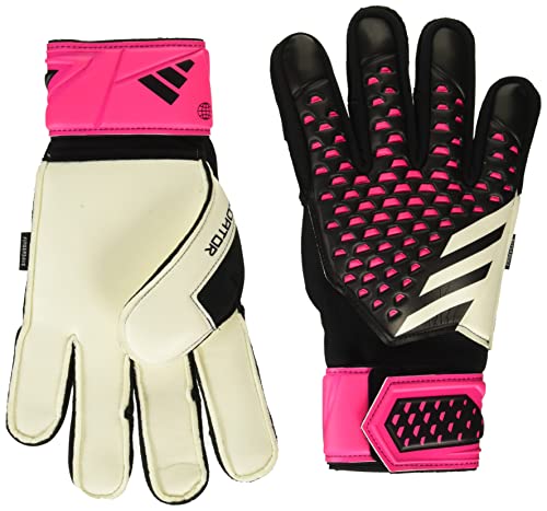 adidas Unisex-Adult Match Fingersave Predator Goalie Gloves, Black/White/Team Shock Pink, 10