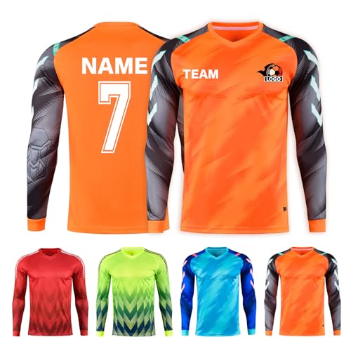 LAIFU Custom Padded Soccer Goalkeeper Jersey for Kid Youth Adult Personalized Goalie Jersey Shirt Goalkeeper Uniform Orange