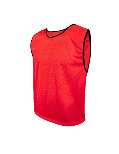 SPORTSBIBS Pinnies Sport Strong Child Youth Teen Adult Bibs Soccer Basketball Football Running Scrimmage Team Practice Jersey Red