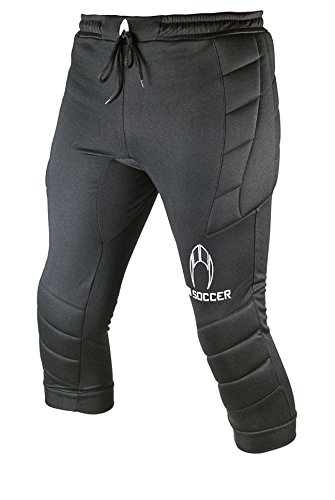 HO Soccer LOGO SR Goalkeeper 3/4 Pants, Padded Goalie Soccer Pants, Extended hip and knee padding to offer excelent protection, Black, Size XL